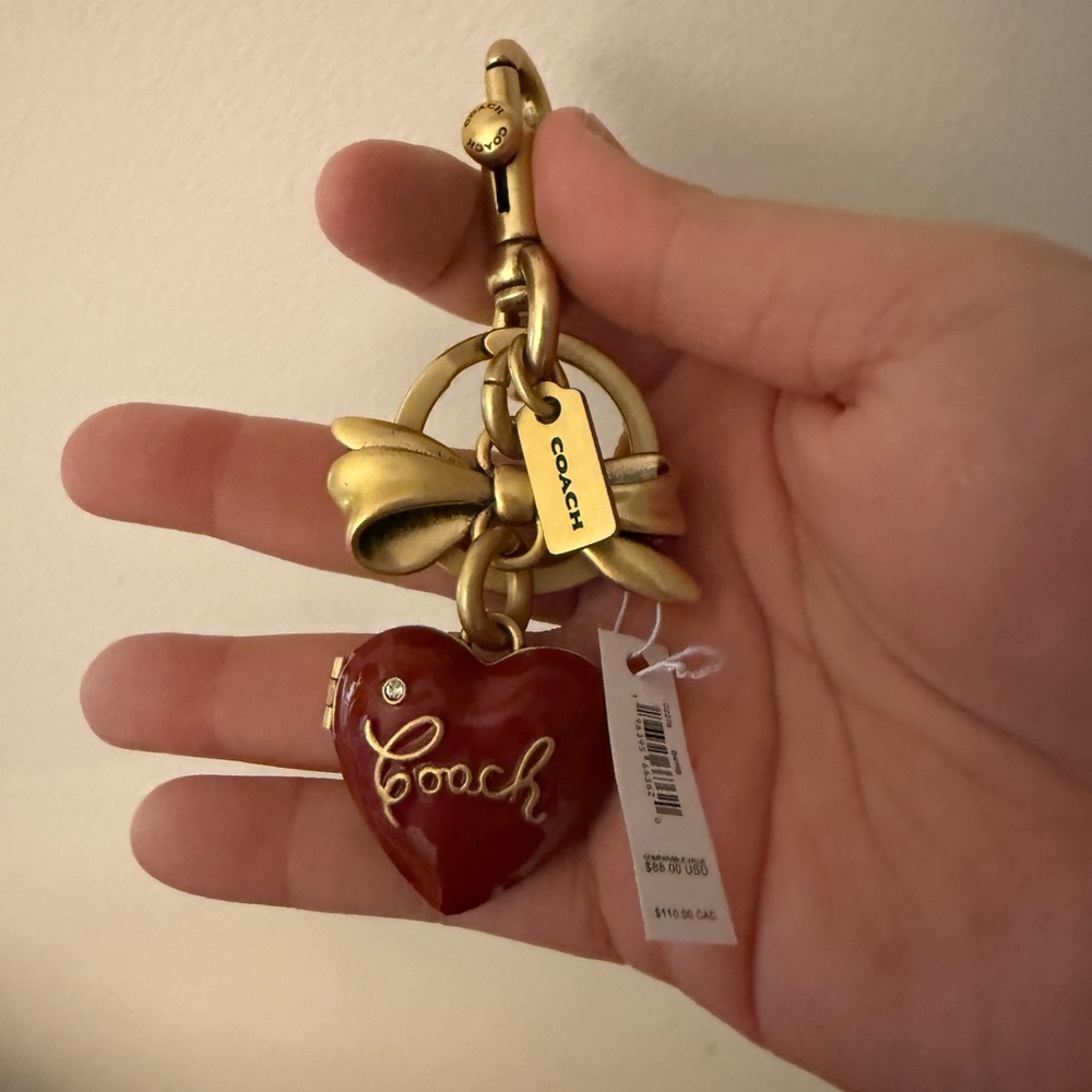 Coach Red Heart bow locket charm Keychain